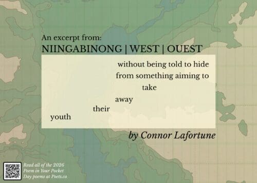 Excerpt from Niingabinong | West | Ouest by Connor Lafortune without being told to hide from something aiming to take away their youth