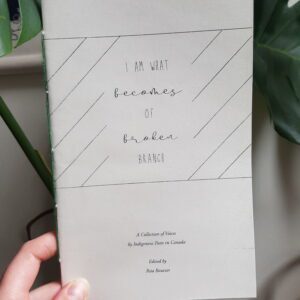 A hand holding a copy of I am what becomes of broken branch