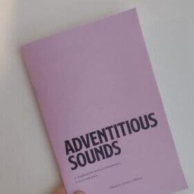 A hand holding a copy of Adventitious Sounds